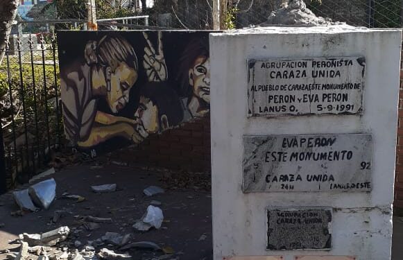 EL MUNICIPIO DE LANÚS REPUDIA EL VANDALISMO CONTRA EL BUSTO DE JUAN DOMINGO PERÓN EN VILLA CARAZA