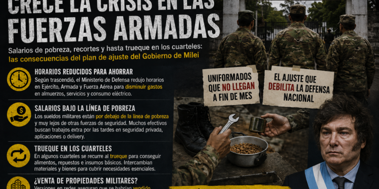 Crece la crisis en las Fuerzas Armadas: recortes, salarios de pobreza y fuerte ajuste del Gobierno de Milei