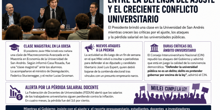 Milei en la UdeSA, entre la defensa del ajuste y el creciente conflicto universitario