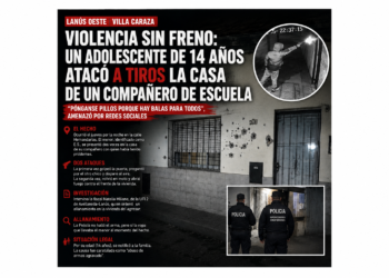 Violencia sin freno en Lanús: un adolescente de 14 años atacó a tiros la casa de un compañero de escuela