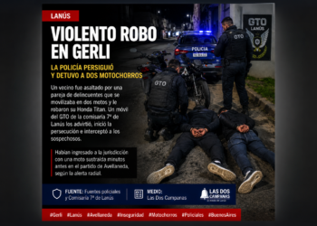 Violento robo en Gerli: la Policía persiguió y detuvo a dos motochorros