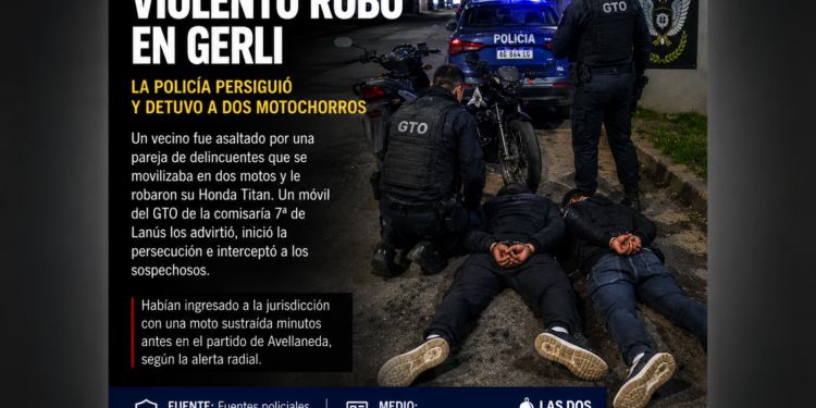 Violento robo en Gerli: la Policía persiguió y detuvo a dos motochorros