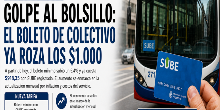 Golpe al bolsillo: el boleto de colectivo ya roza los $1.000 en la Provincia
