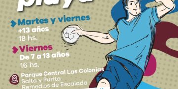 LANÚS GOBIERNO INVITA A PARTICIPAR DE LAS CLASES DE HANDBALL PLAYA EN EL PARQUE CENTRAL LAS COLONIAS