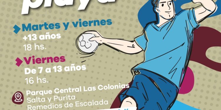 LANÚS GOBIERNO INVITA A PARTICIPAR DE LAS CLASES DE HANDBALL PLAYA EN EL PARQUE CENTRAL LAS COLONIAS
