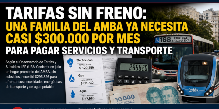 Tarifas sin freno: una familia del AMBA ya necesita casi $300.000 por mes para pagar servicios y transporte
