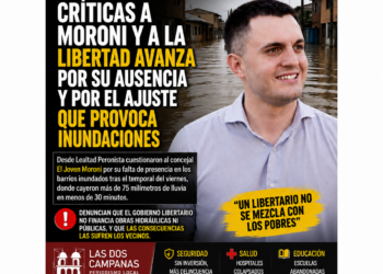 LANÚS: CRÍTICAS A MORONI Y A LA LIBERTAD AVANZA POR SU AUSENCIA DURANTE LAS INUNDACIONES