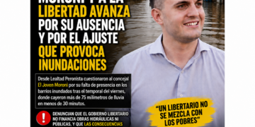 LANÚS: CRÍTICAS A MORONI Y A LA LIBERTAD AVANZA POR SU AUSENCIA DURANTE LAS INUNDACIONES
