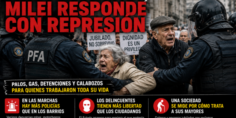 MIENTRAS LOS JUBILADOS RECLAMAN PAN Y DIGNIDAD, EL GOBIERNO RESPONDE CON REPRESIÓN